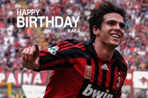 米兰官方为卡卡庆祝44岁生日，他曾随队拿到欧冠并斩获金球奖