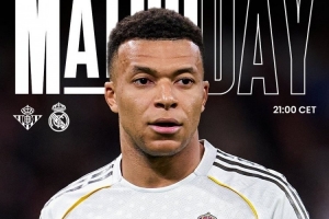 落后榜首9分！皇马发布客战贝蒂斯海报，姆巴佩单人出镜