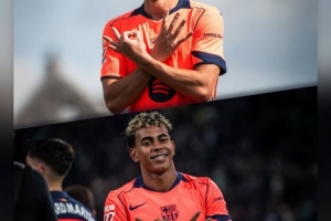 费尔明做同款庆祝动作致敬受伤的亚马尔，后者社媒晒照：爱你兄弟