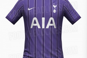 热刺下赛季第三球衣谍照曝光：采用深紫色竖条纹，白色描边设计